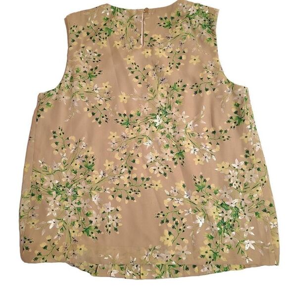 NEW Calvin Klein Womens Sleeveless Floral Print Pleated Blouse Medium - Picture 2 of 10